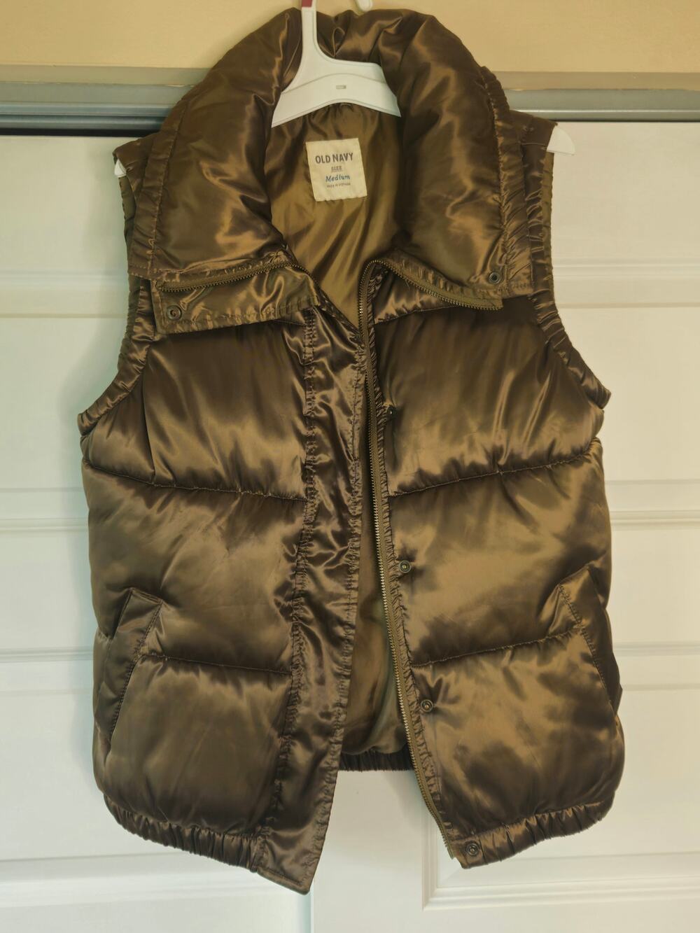 Old Navy  Bronze Brown Metallic Packable Quilted Puffer Vest M